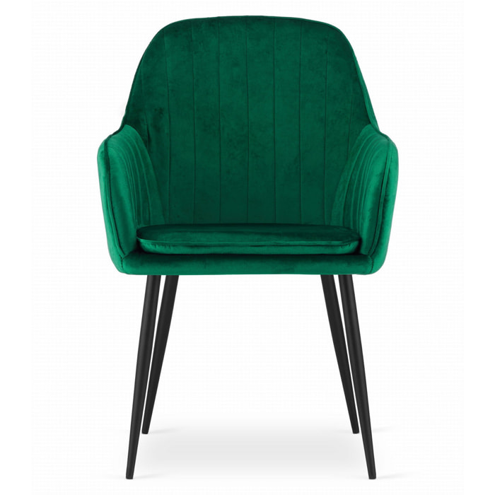 Sedia di design Lugo in velluto verde con gambe nere