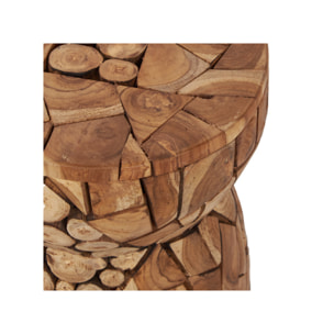 Table d’appoint / Tabouret rond 30 x 45 cm en bois de teck - DINGO
