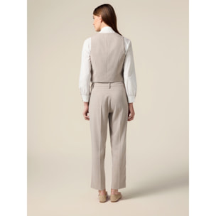 Oltre - Pantaloni a sigaretta in tessuto fluido - Beige