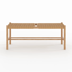 Banc 2 places en bois de chêne massif avec tressage - Kepler