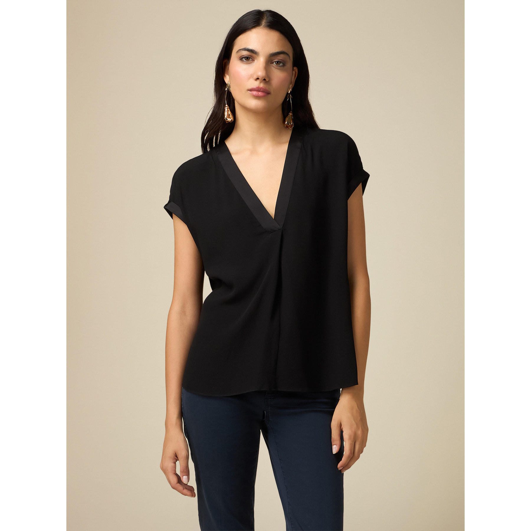 Oltre - Blusa kimono de viscosa - Negro