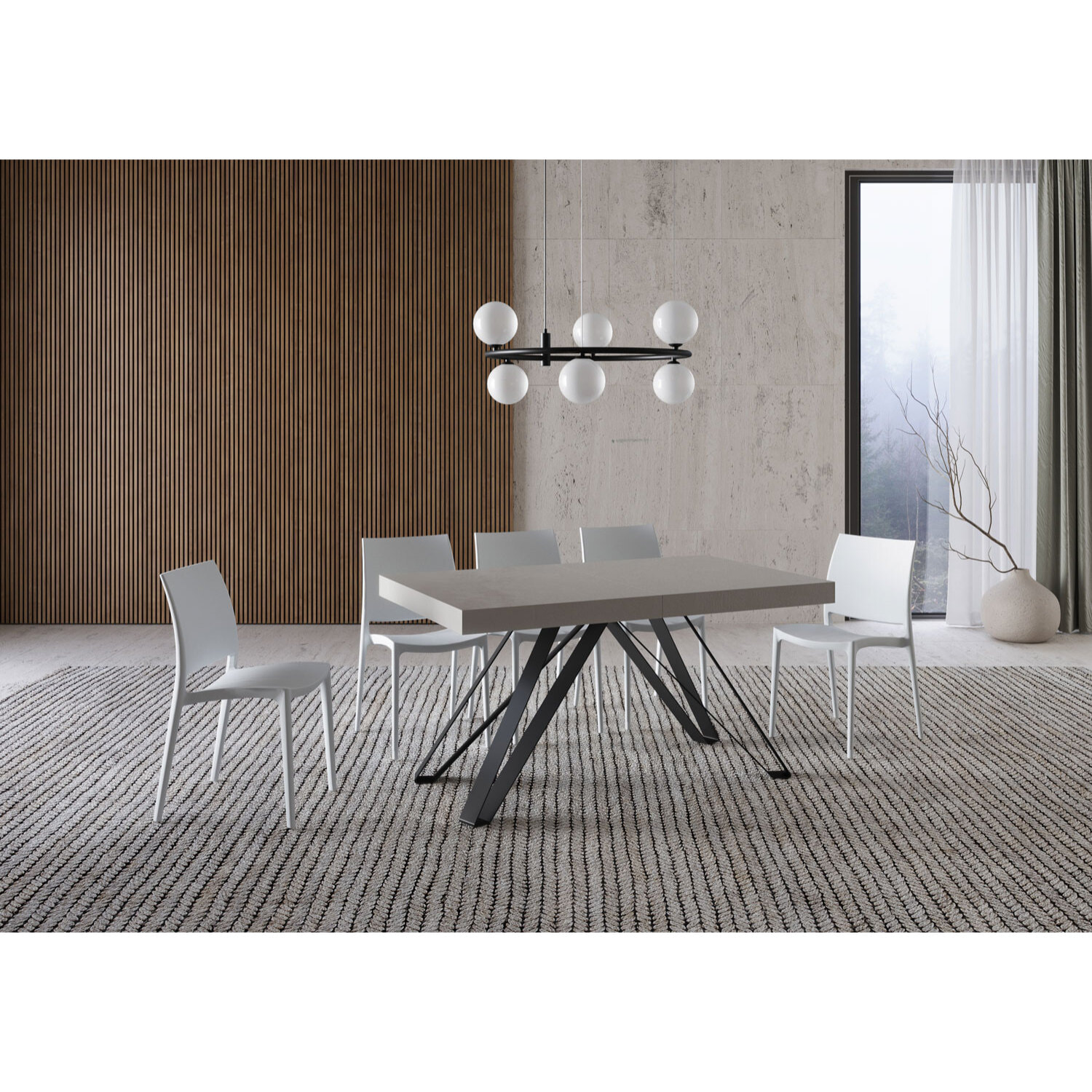 Tavolo allungabile 90x160/264 cm Terium cashmere gambe antracite