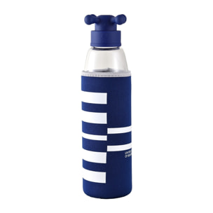 Botella de agua 500ml borosilicato funda azul y tapa de grifo rainbow be