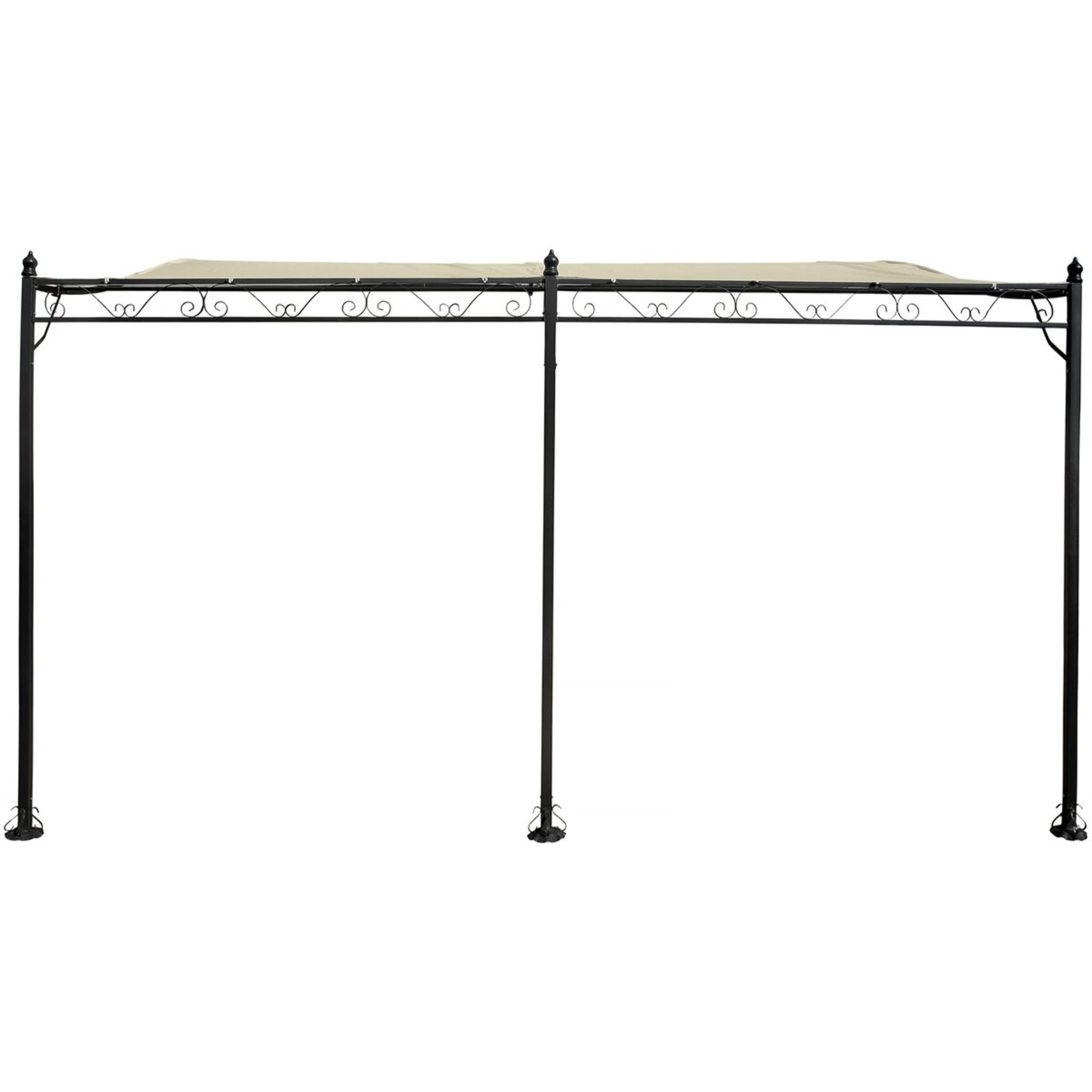 Pergola tonnelle adossée en métal - 3 x 4 m - Beige