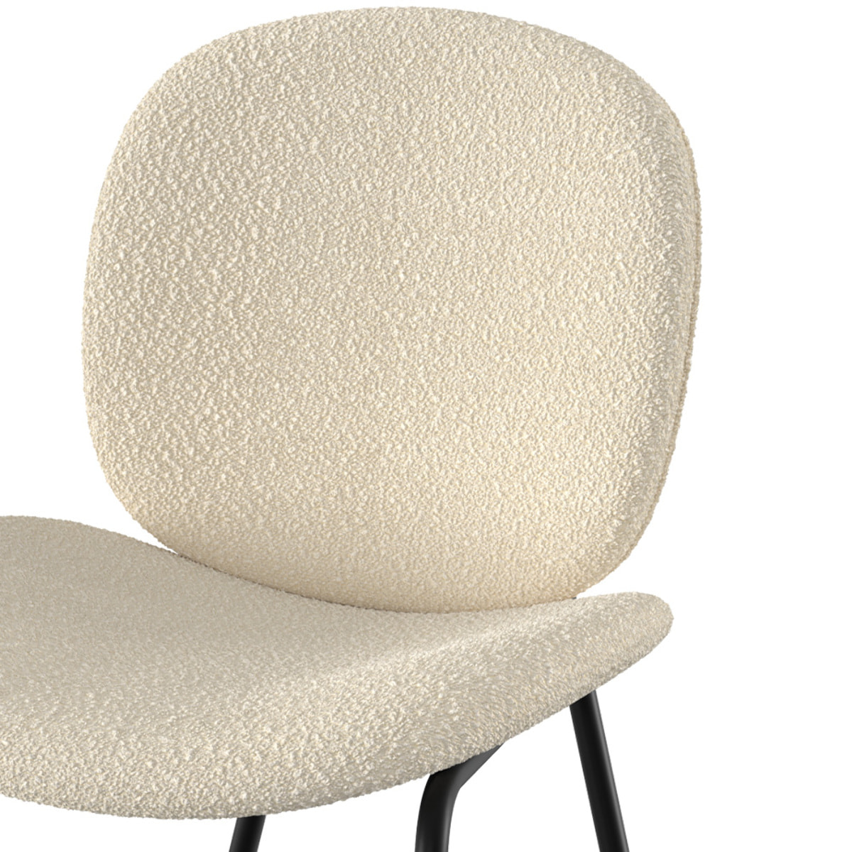 Lot de 2 chaises en tissu bouclé beige et pieds en métal noir - Iris