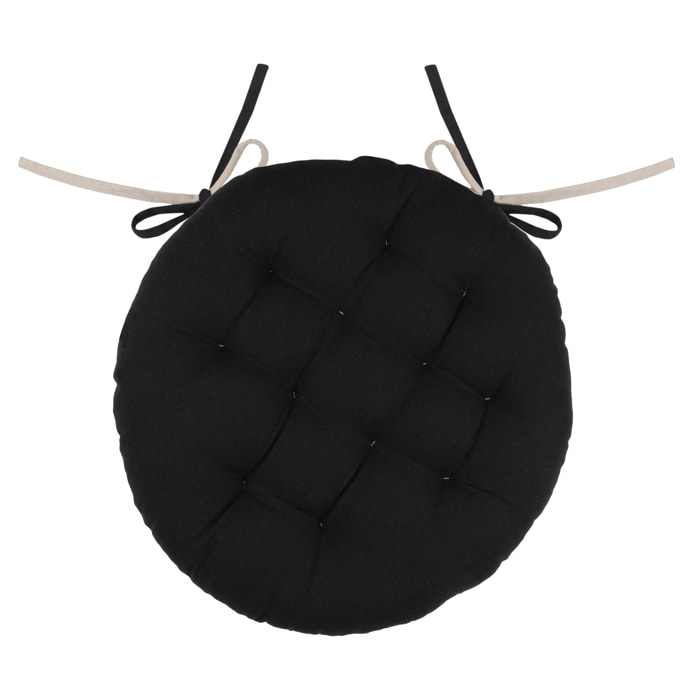 Galette de chaise ronde et bicolore - Noir