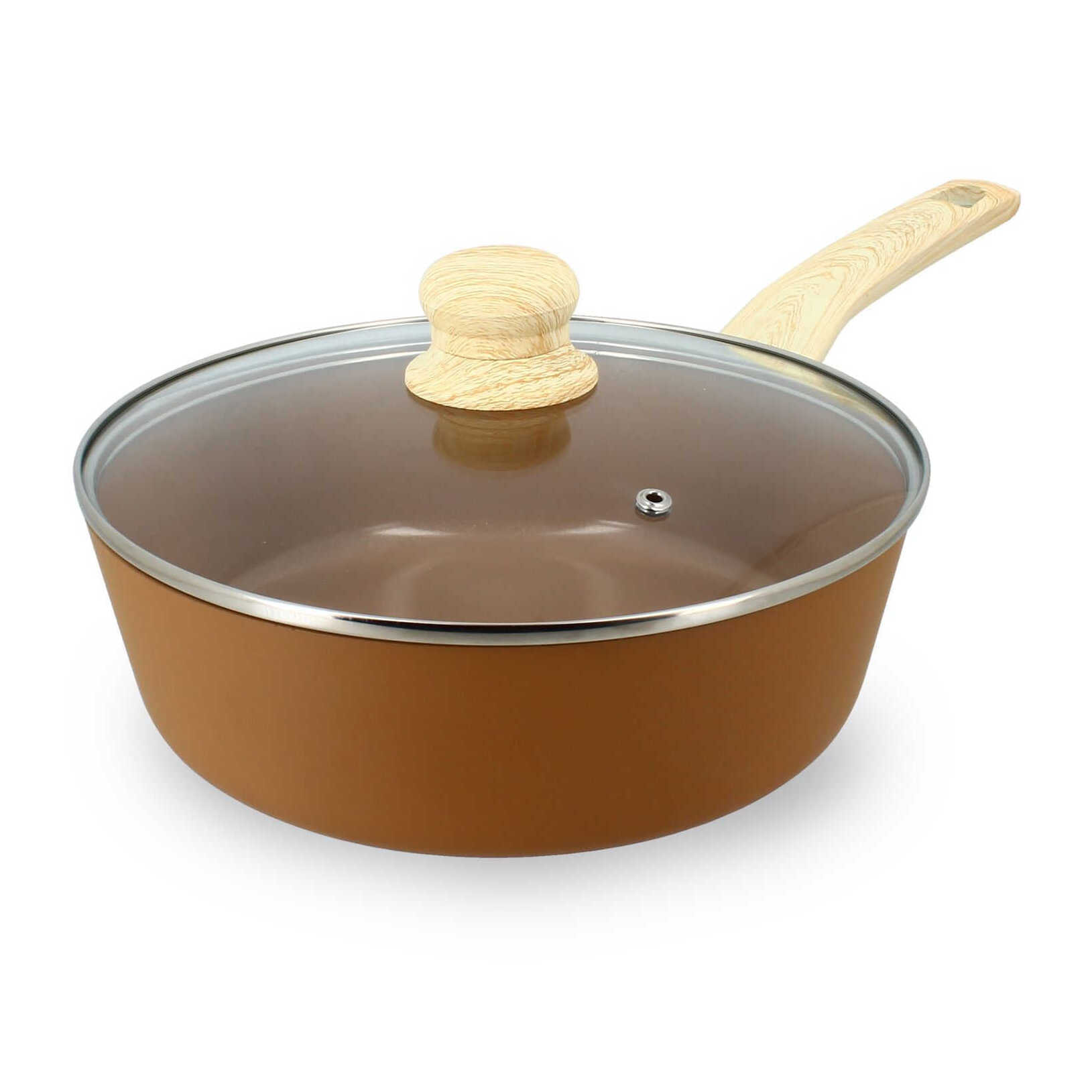 SAUTEUSE NOISETTE24CM EN ALUMINIUM INDUCTION AVEC COUVERCLE EN VERRE