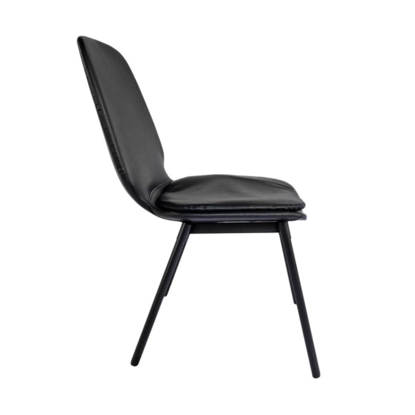 Chaise en simili marron ou noir avec coussin d'assise & pieds métal noir - BETTER