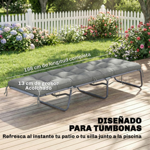 Cojín para Banco Exterior, Cojín para Banco y Tumbona de Jardín con Correas de Sujeción, Protección UV50+, Rebote Lento, para Interior y Exterior, 198x65x13 cm, Gris Claro