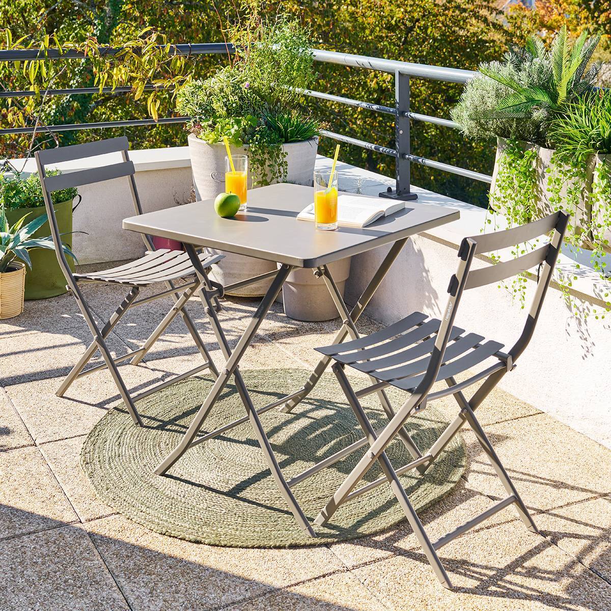 Table de jardin Greensboro 2 places pliable café 70x70cm