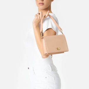 Borsa donna a tracolla nude in vernice