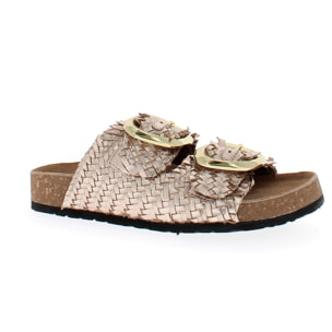 Armata di Mare Scarpe Donna Ciabatte in Pelle con Doppia Fibbia AMD 1V3760 Rose Gold