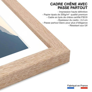 Affiche paysage crépuscule Affiche + cadre en bois - Chêne