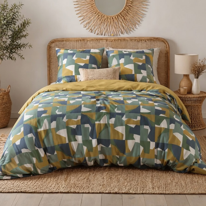 Parure Housse De Couette 3pcs 100% Coton 57 Fils MARIUS