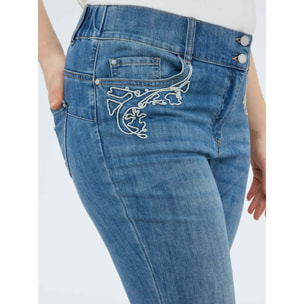 Fiorella Rubino - Jeans Skinny con ricamo macramè - Azzurro