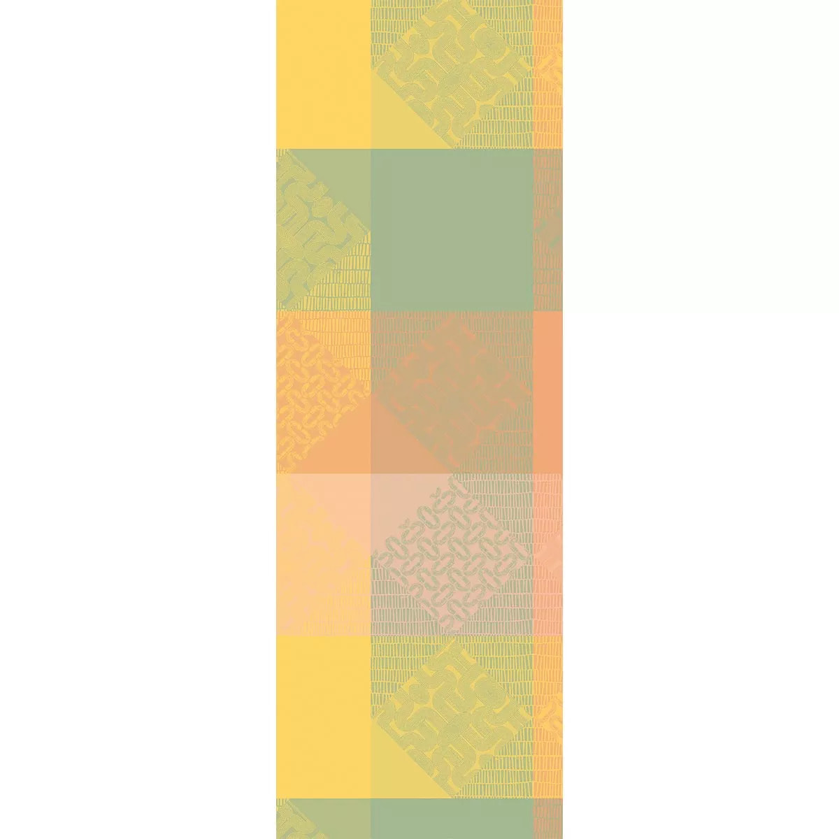 Chemin de table pur coton 205 g/m² motif jacquard rose jaune Mille empreintes pastel