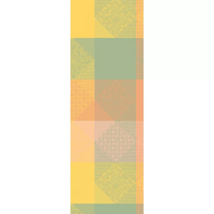 Chemin de table pur coton 205 g/m² motif jacquard rose jaune Mille empreintes pastel