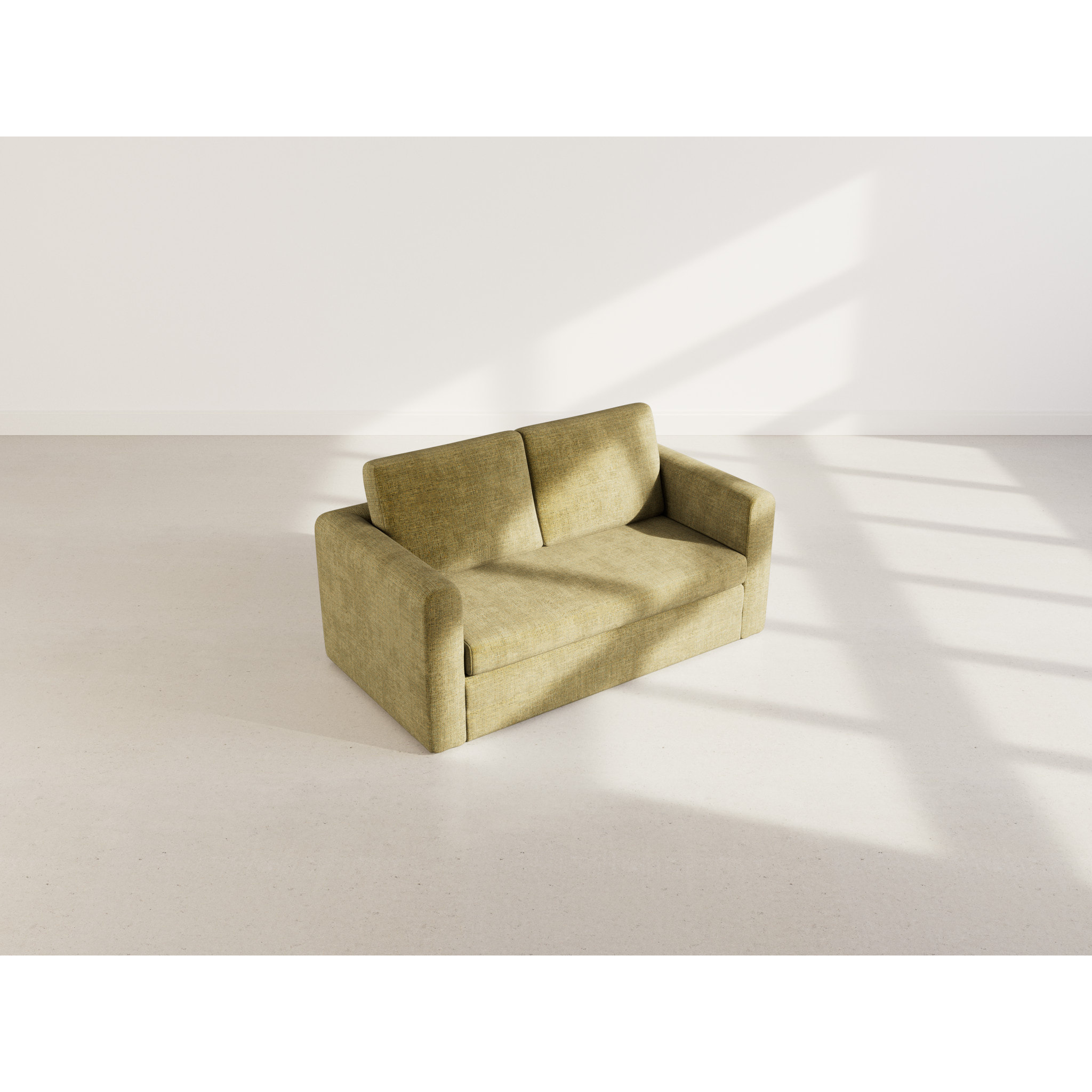 Marilia - Canapé 2 places convertible déplimousse en velours texturé - Vert Olive