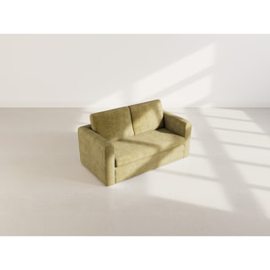 Marilia - Canapé 2 places convertible déplimousse en velours texturé - Vert Olive