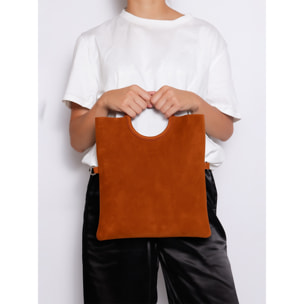 Borsa a mano da donna Made in Italy - Modello Zelia - Pelle scamosciata - 29.0 x 30.0 x 1.0 cm