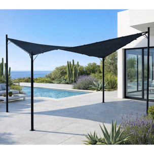 Tonnelle 3,5x3,5m - acier - gris anthracite - BUTTERFLY