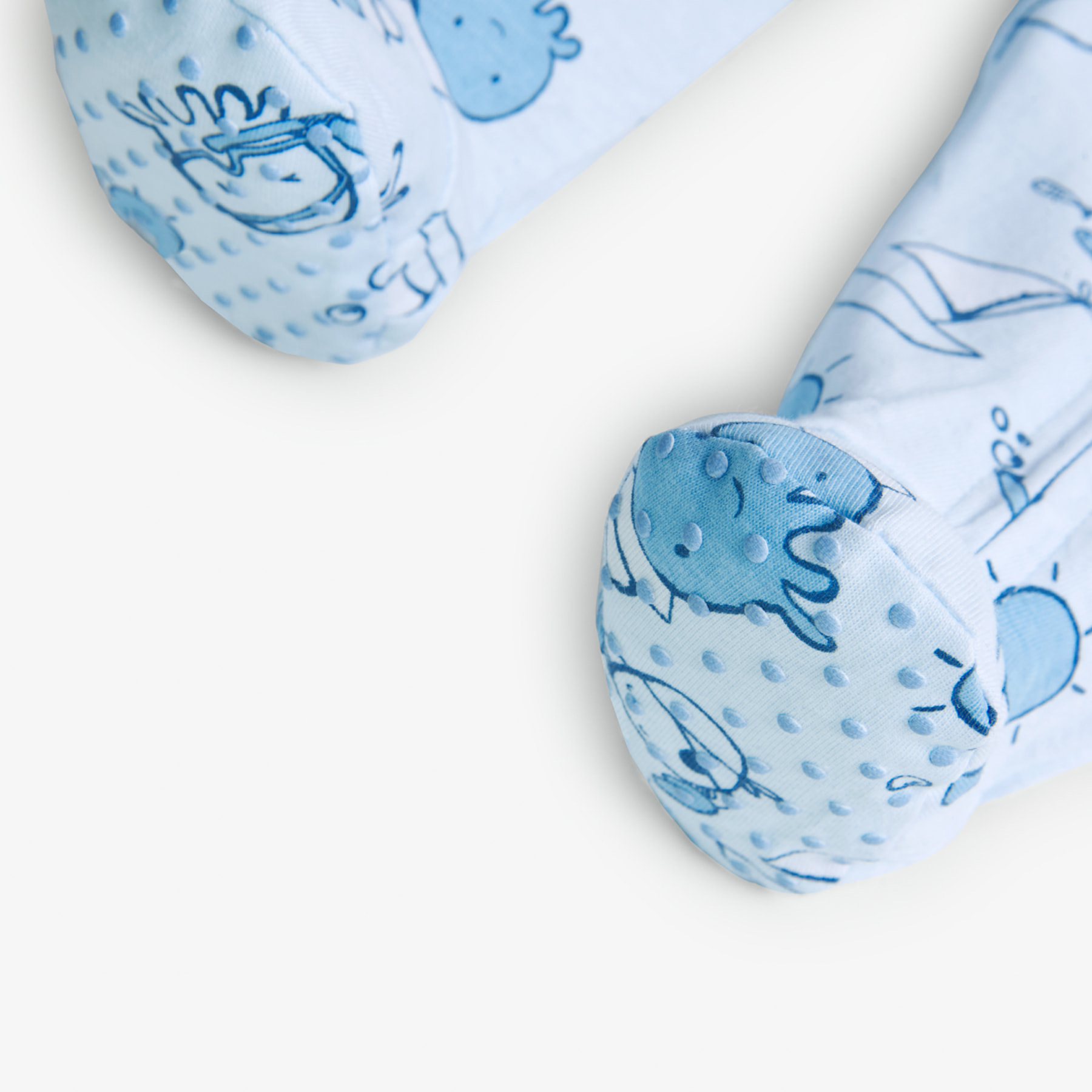 Pijama recién nacido estampado, azul claro, mangas largas