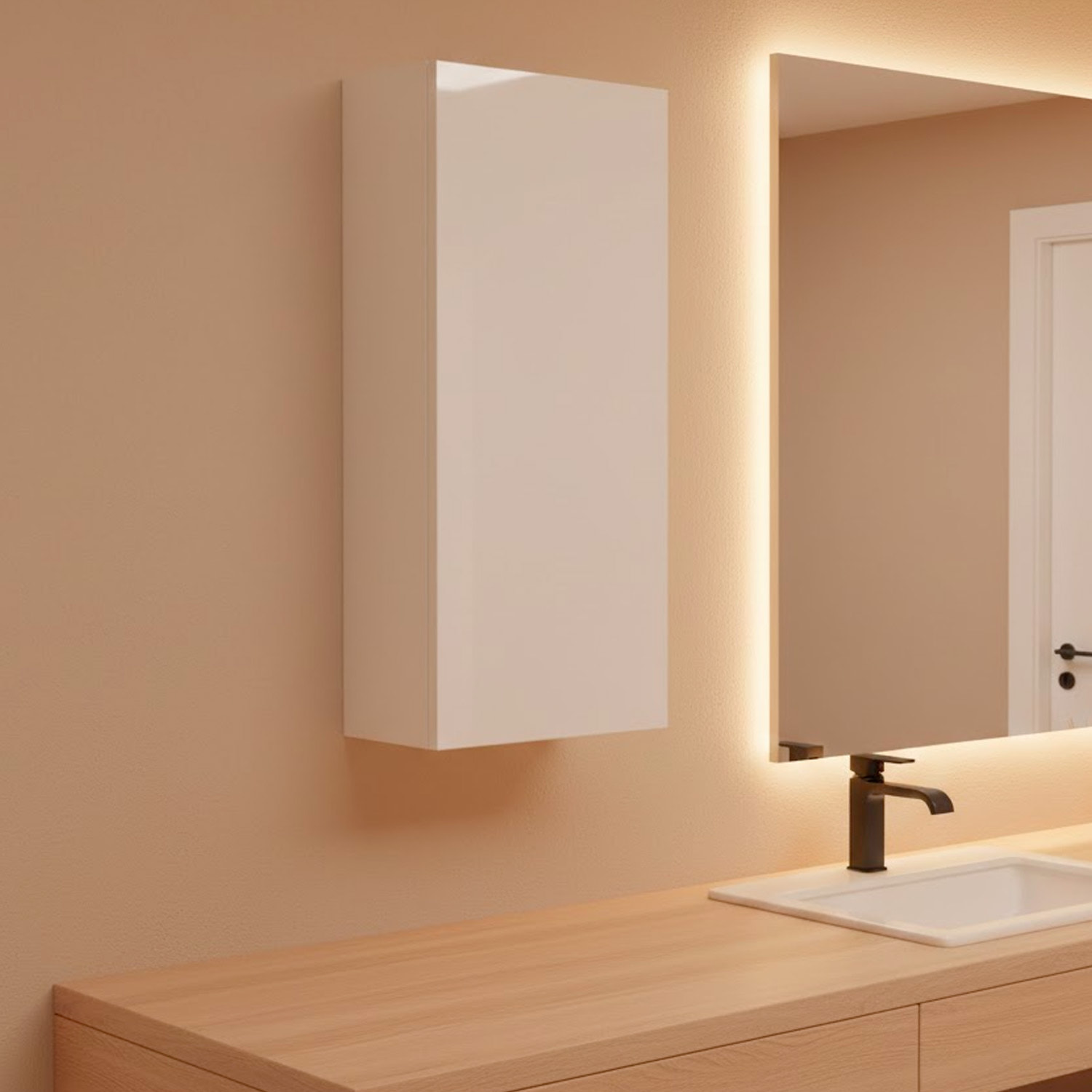 Pensile Bagno Sospeso Con Anta Reversibile 2 Ripiani Regolabili Mobile Salvaspazio Da Parete Per Bagni Moderni E Piccoli Spazi 60 x 30 x 16 Cm Bianco