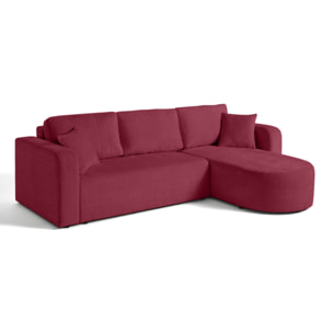 Miro - canapé d'angle réversible - 4 places - convertible avec coffre - en velours texturé - Prune