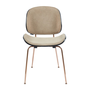 Set da 4 sedie khaki con struttura color oro rosa - Elizabeth