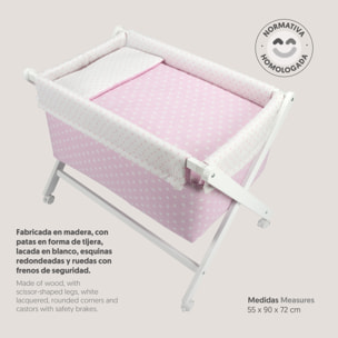 Minicuna con Textil  Star Rosa