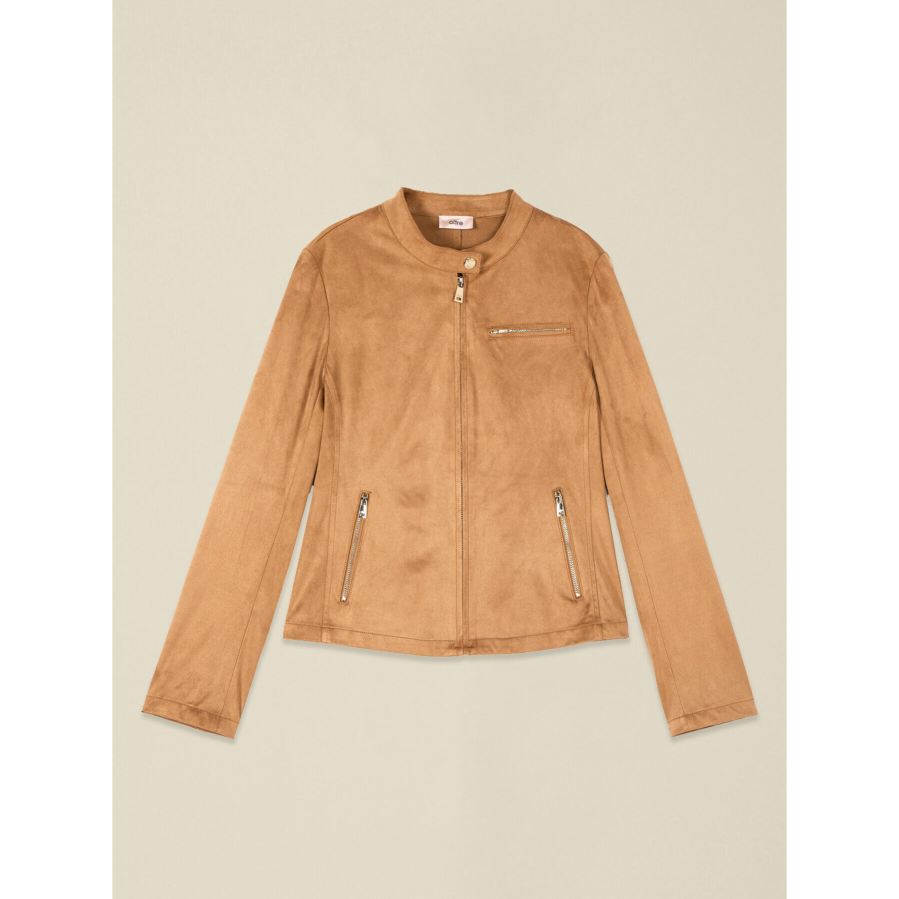 Oltre - Giubbotto con zip e collo coreana - Beige