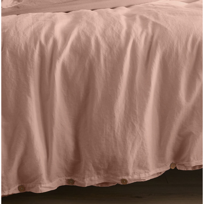 Housse de couette Organic rose poudré - 50% Chanvre 50% Coton Bio - Finition bouton