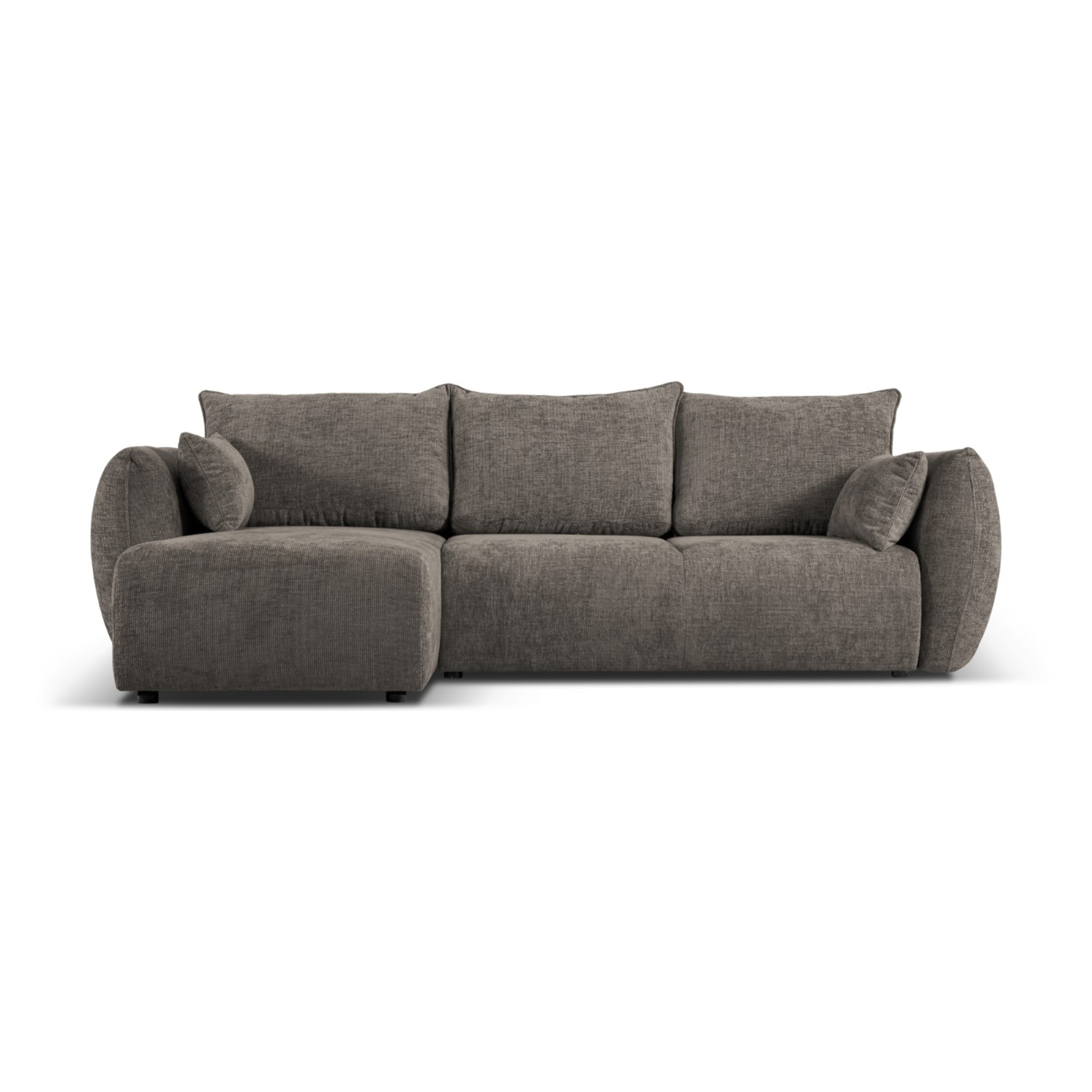 Canapé d'angle gauche convertible avec coffre de rangement "Matera" 4 places en chenille gris