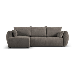 Canapé d'angle gauche convertible avec coffre de rangement "Matera" 4 places en chenille gris