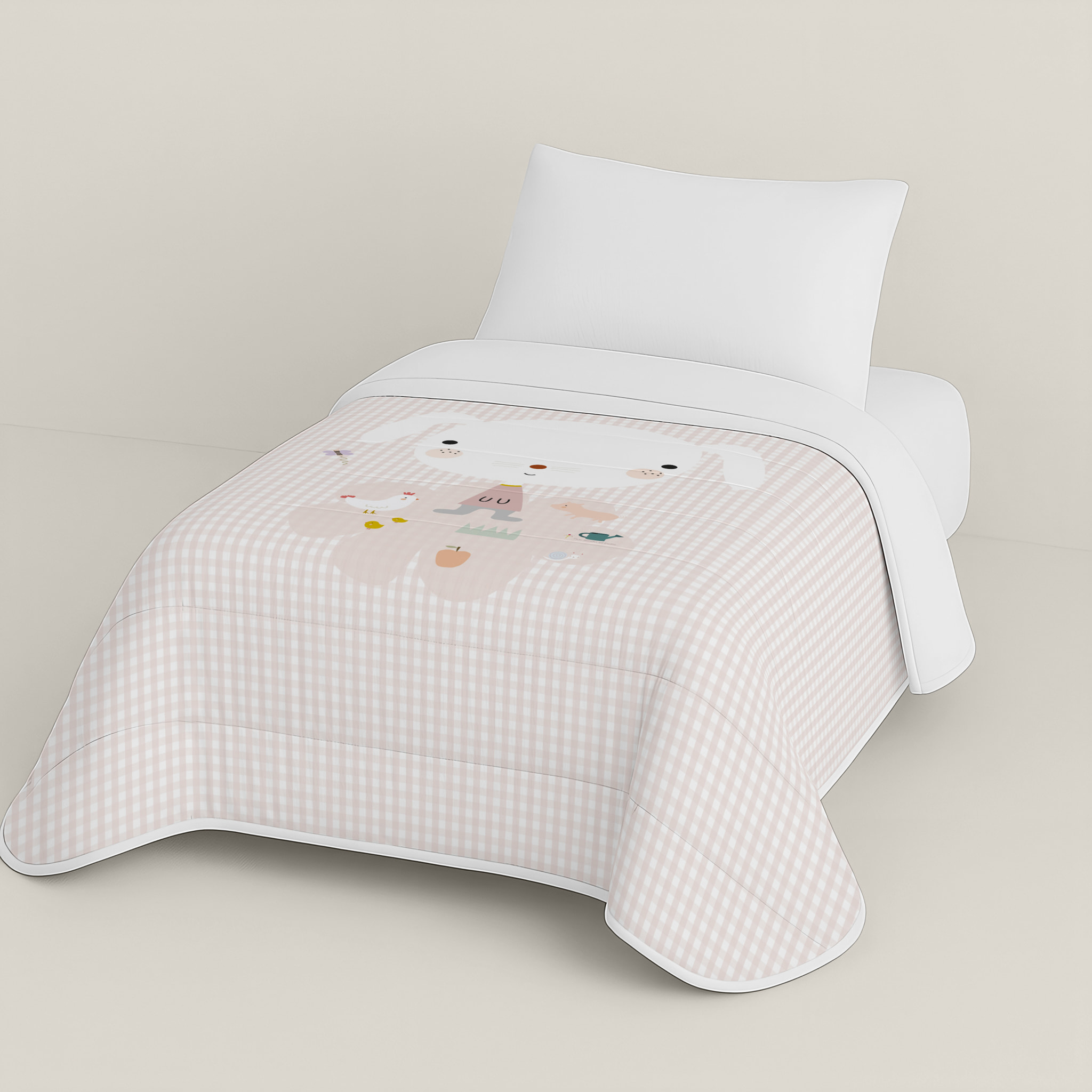 Edredón Nórdico Estampado - Infantil - 100% Algodón - 200 gr/m² con Tacto Pluma - Granja