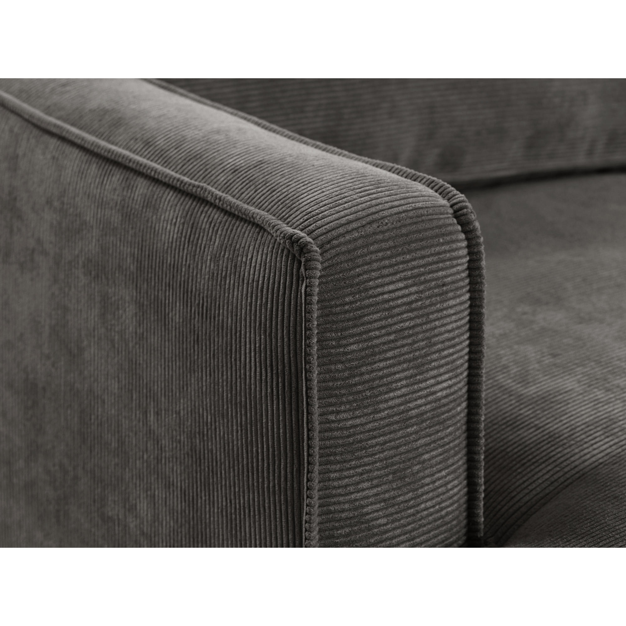 Jake - canapé panoramique d'angle droit - convertible avec coffre - 7 places - en velours côtelé - Gris foncé