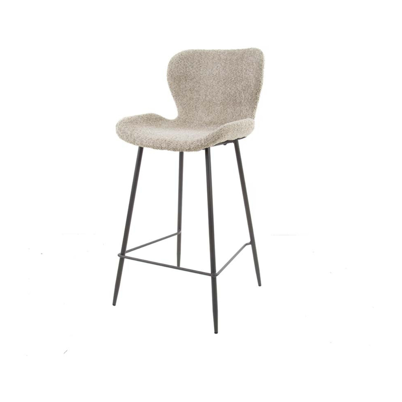 Basti - lot de 4 tabourets de bar - en tissu bouclette sable - Sable