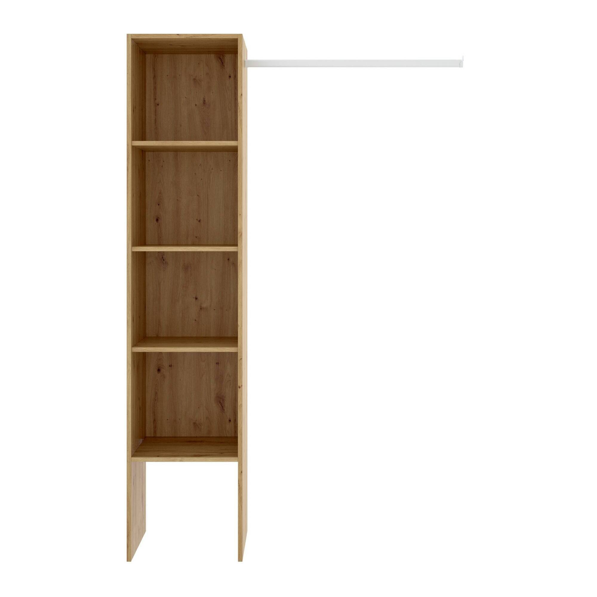 Guardaroba Presanella, Struttura per cabina armadio, Mobile appendiabiti aperto, 138x40h186 cm, Rovere Nodi