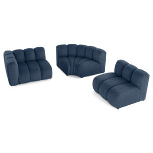 Debbie - canapé modulable d'angle droit 4 places avec accoudoir en tissu texturé - Bleu