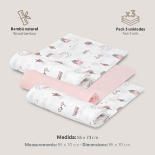 Pack de 3 Gasas de Bambú Moon