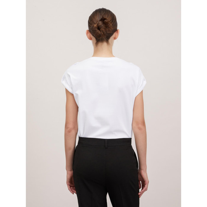 Motivi - T-shirt con scritta patch in perline - Bianco