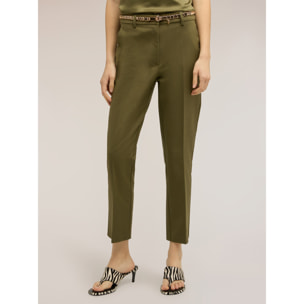 Motivi - Pantaloni regular misto cotone viscosa - Verde militare