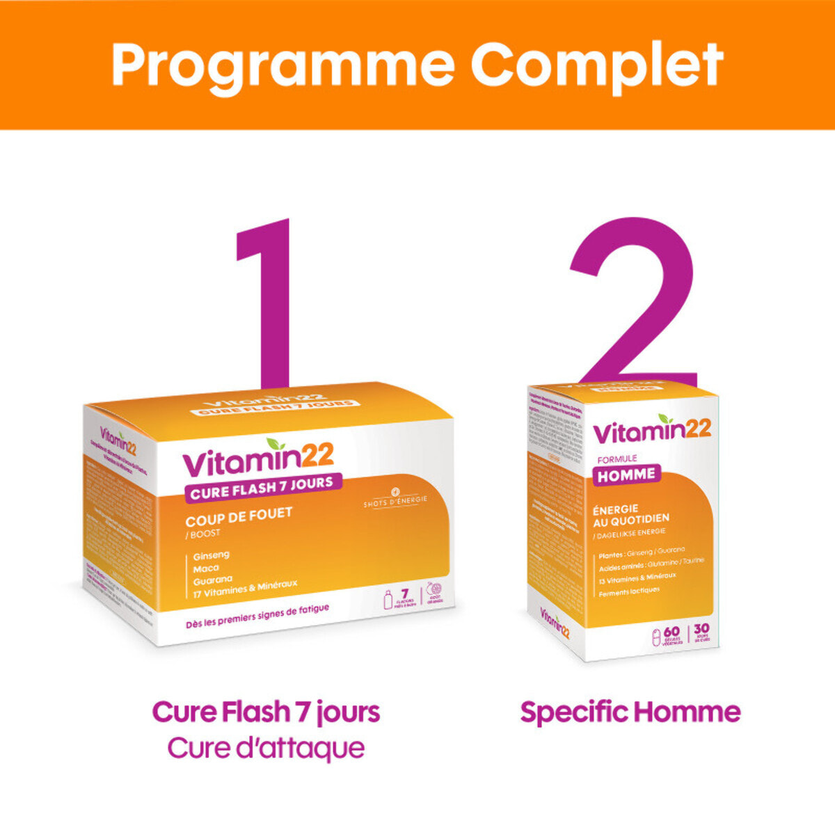 VITAMIN'22 - Specific Homme - Complément alimentaire à base de 14 vitamines et minéraux - Répondre aux besoins spécifique de l'homme - Sans gluten - Fabriqué en France - Lot de 2 produits