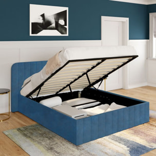Lit coffre Valentina 140x190cm velours bleu