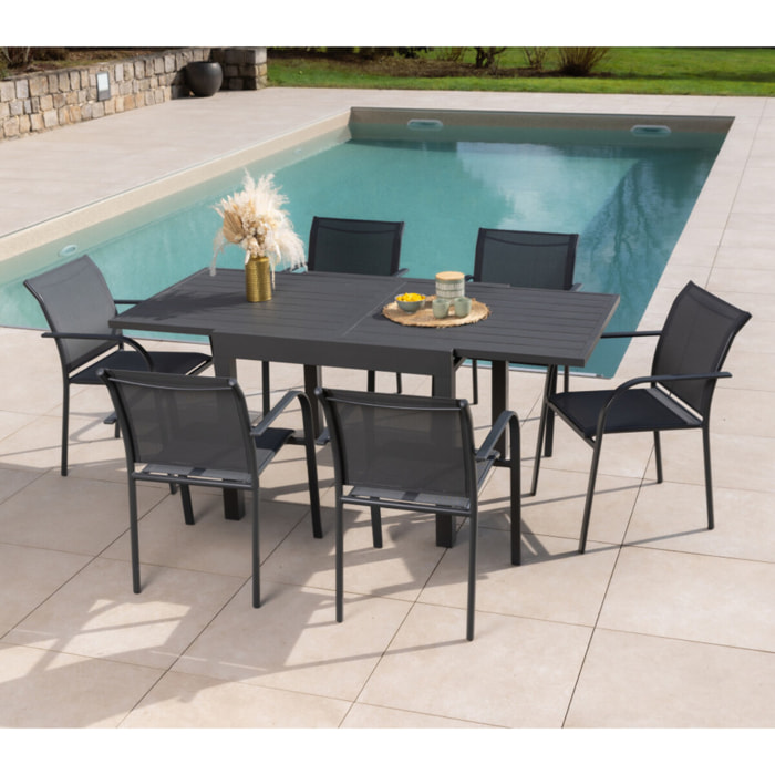 Ensemble table et chaises de jardin  - Gris Anthracite - HONFLEUR BEZIERS