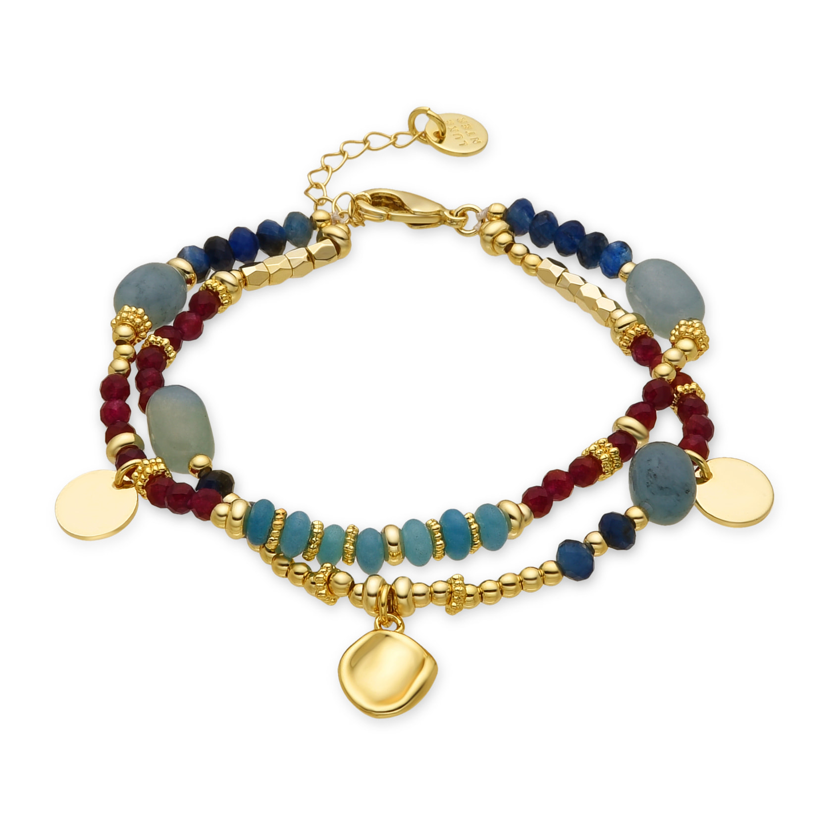 Pulsera con Cristal Multicolor acabado oro 18k