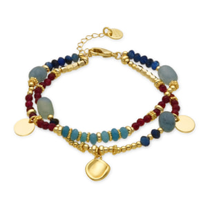 Pulsera con Cristal Multicolor acabado oro 18k
