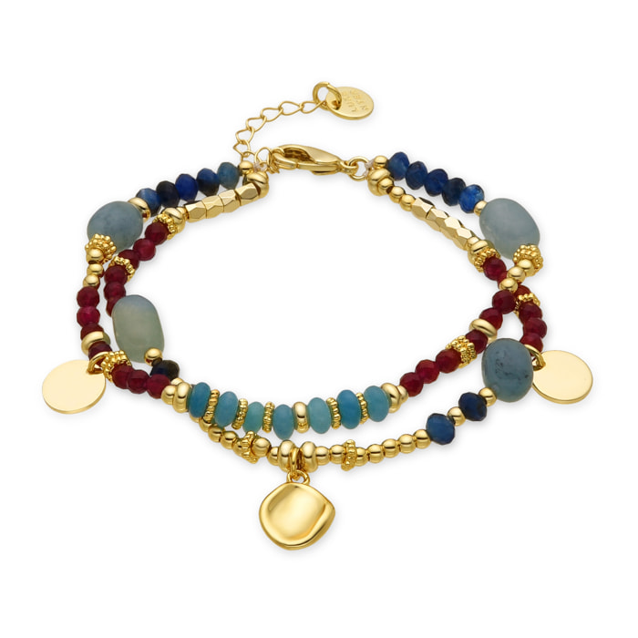 Pulsera con Cristal Multicolor acabado oro 18k