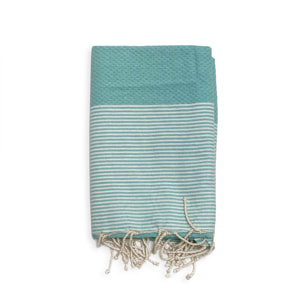 Fouta traditionnelle Mikanda Aqua 100x200 190g/m²