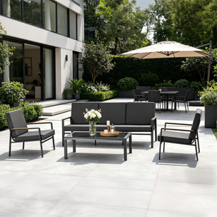 Salon de jardin 5 places en aluminium gris foncé DERWENT